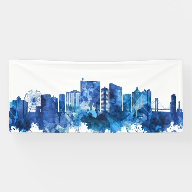 Banderoles Atlantic City New Jersey Skyline Blue (Horizontal)