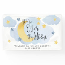 Au-dessus de la lune, Baby shower d'aquarelle bleu