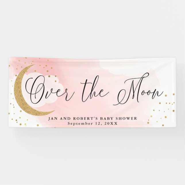 Banderoles Au-dessus de la lune, Gold Parties scintillant Bab (Horizontal)