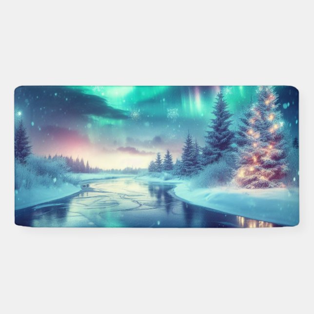 Banderoles aurora borealis/Noël/hiver (Horizontal)