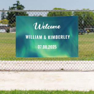 Banderoles Aurora Borealis Northern Lights Mariage vert