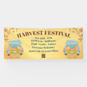 Banderoles Automne Automne Citrouille QR Code Harvest Festiva