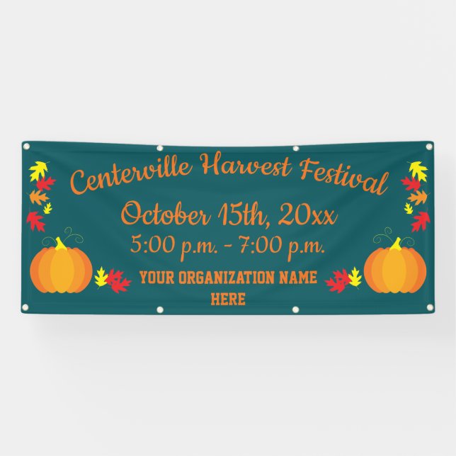 Banderoles Automne Feuilles Automne Citrouille Harvest Festiv (Horizontal)