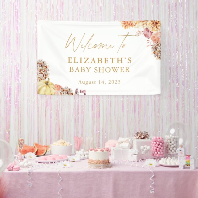 Banderoles Automne Floral Petit Baby shower Citrouille Bienve (Fête)
