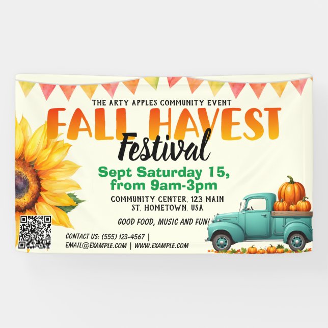 Banderoles Automne Harvest Festival qr code (Horizontal)