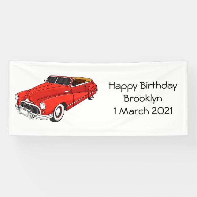 Banderoles Automobile classique rouge 1948 (Horizontal)