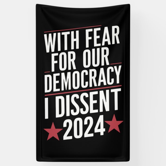 Banderoles Avec La Peur Pour Notre Démocratie, Je Divise 2024 (Vertical)