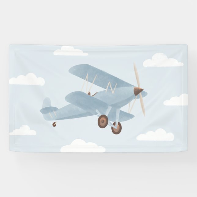 Banderoles Avion de voyage vintage pour anniversaire (Horizontal)