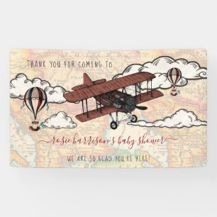 Banderoles Avion Vintage Bienvenue à la Baby Shower de Voya