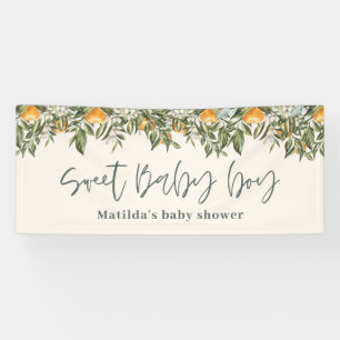 Banderoles Baby boy douche agrumes orange feuillage botanique