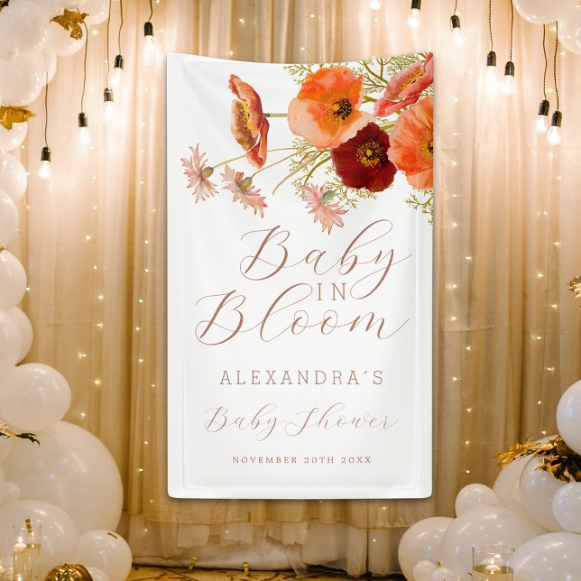 Banderoles Baby in Bloom Boho Fall Floral Custom Baby shower (Baby in bloom boho fall wildflower floral custom Baby shower banner)