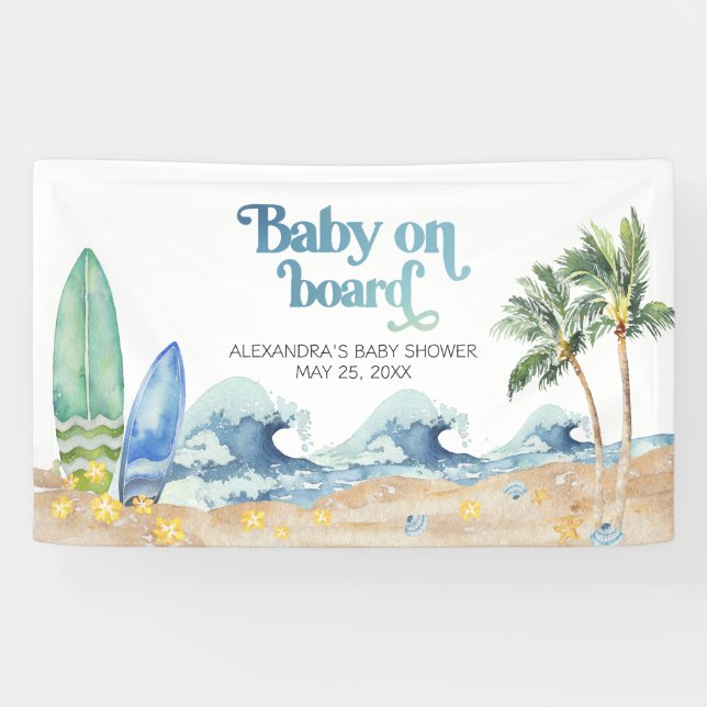 Banderoles Baby on Board Baby shower de plage (Horizontal)