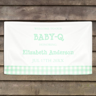 Banderoles Baby-Q Mint Green Gingham Baby Shower