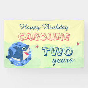 Banderoles Baby Shark jaune mignon enfants Joyeux Anniversair