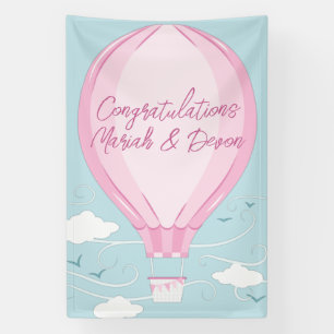 Banderoles Baby shower à ballon à air chaud rose