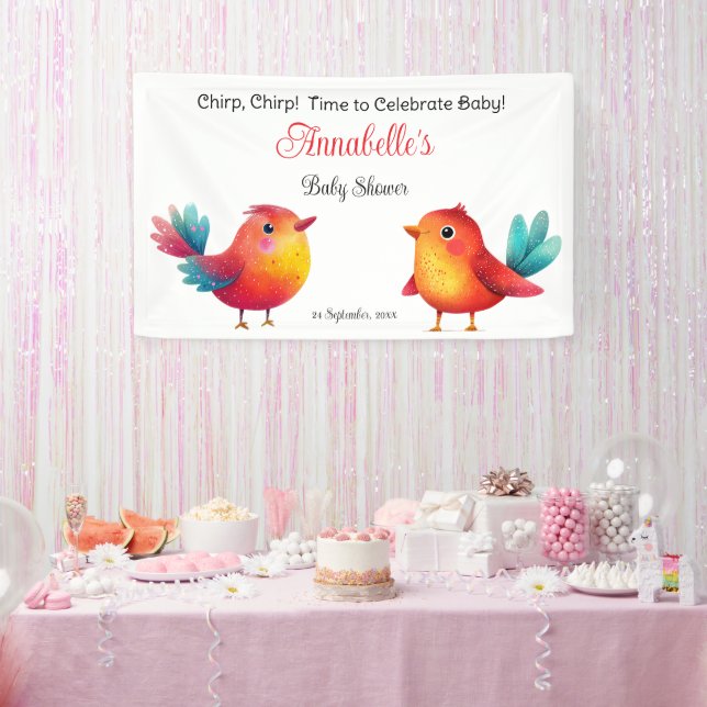 Banderoles Baby shower À Thème Oiseau Mignonne Aquarelle (Fête)
