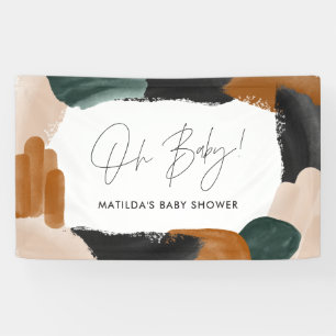 Banderoles Baby shower abstrait en terre cuite verte