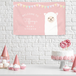 Banderoles Baby shower Alpaca Llama simple et élégant