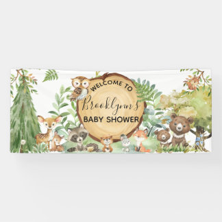 Banderoles Baby shower animalier Forêt Bois Bienvenue