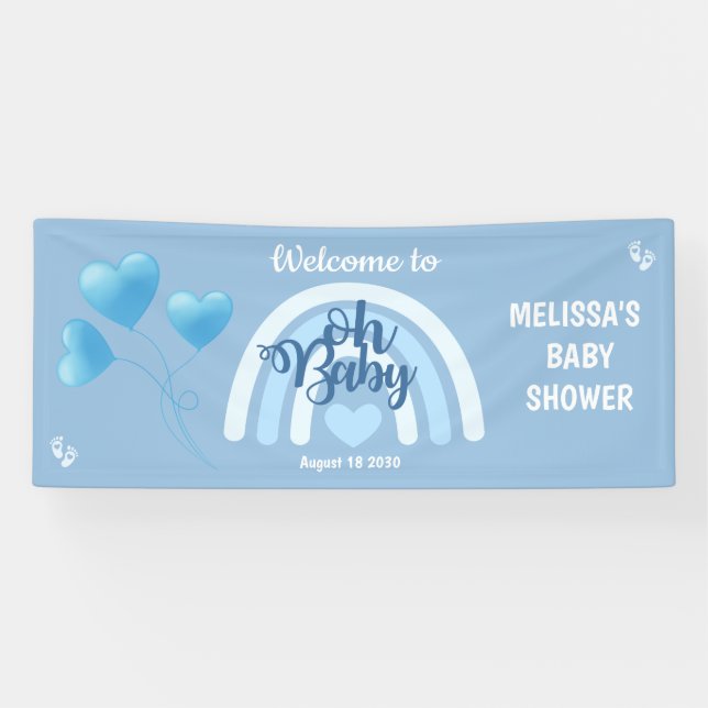 Banderoles Baby shower arc-en-ciel bleu (Horizontal)