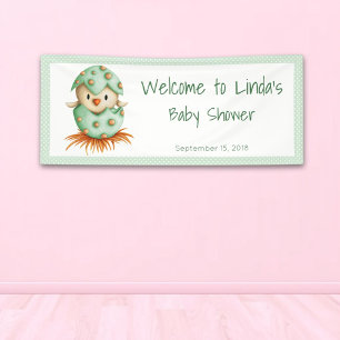 Banderoles Baby shower aux oiseaux verts Bienvenue