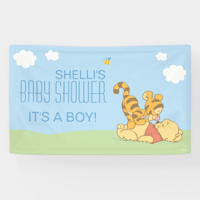 Banderoles Baby shower Baby Pooh et Tigger (Horizontal)