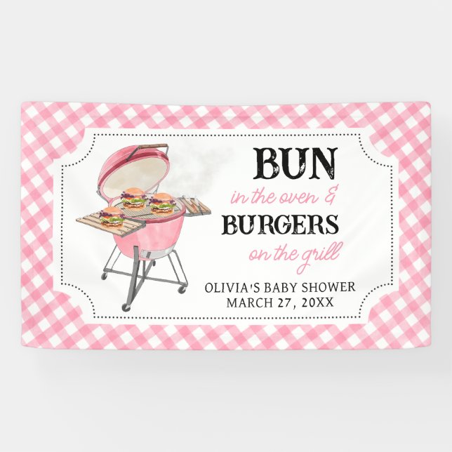Banderoles Baby shower BBQ Burger Rose (Horizontal)