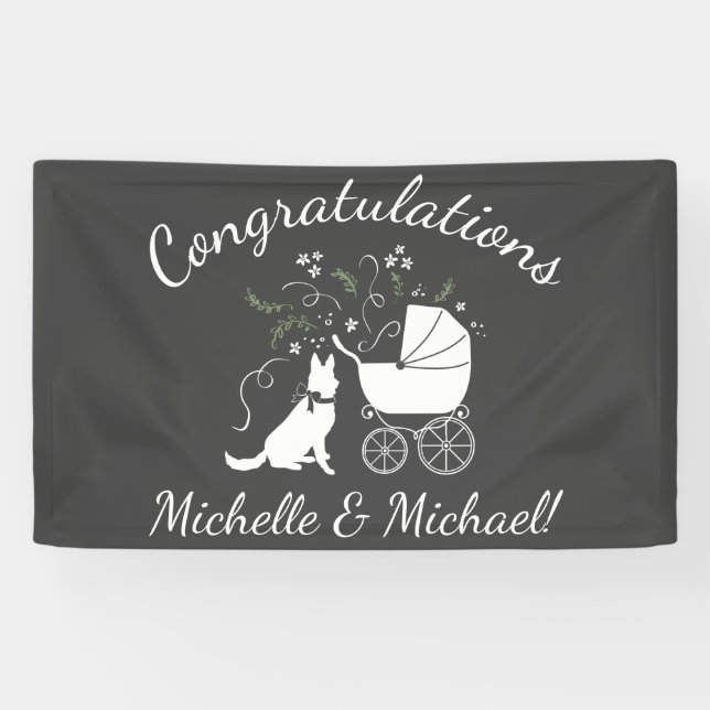 Banderoles Baby shower berger allemand chien sans sexe (Horizontal)