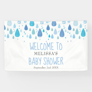 Banderoles Baby shower Bleu bleu gouttes / Accueil de l'arros
