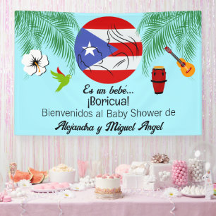 Banderoles Baby Shower Bleu Boricua Portoricain Espagnol