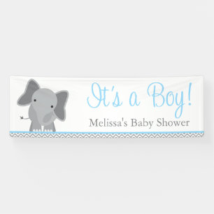 Banderoles Baby shower bleu-clair de Chevron d'éléphant