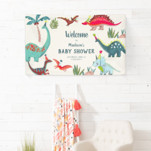 Banderoles Baby shower bleu dinosaure