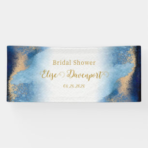 Banderoles Baby Shower Bleu Océan et Aquarelle Dorée