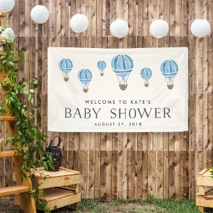 Banderoles Baby shower Blue Hot Air Balloon