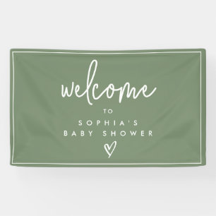 Banderoles Baby shower Boho minimaliste Sage Green Bienvenue