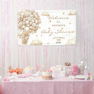 Banderoles Baby shower Boho Teddy Bear Balloons Bienvenue