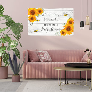 Banderoles Baby shower bois rustique tournesol de bois maman