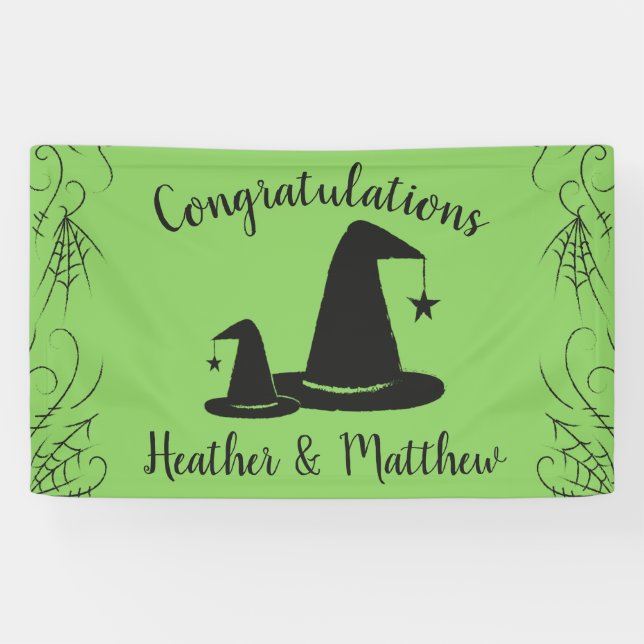Banderoles Baby shower Casquette sorcière Halloween (Horizontal)