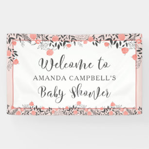 Banderoles Baby shower Chic Rose Gold Blush Floral Bienvenue