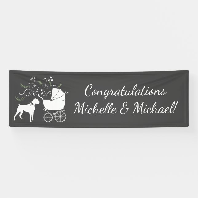 Banderoles Baby shower Chien Boxer Chien Chien Chien Gris Pup (Horizontal)