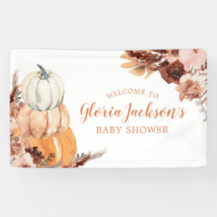 Banderoles Baby shower Citrouille Rustique Boho Grande banniè