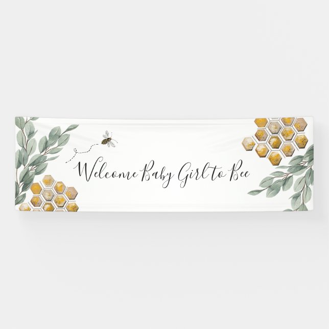 Banderoles Baby shower d'abeille Eucalyptus (Horizontal)