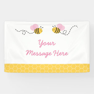 Banderoles Baby shower d'abeille rose mignonne