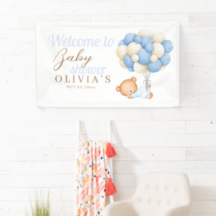 Banderoles Baby shower d'aquarelle Teddy Bear Balloons Bienve