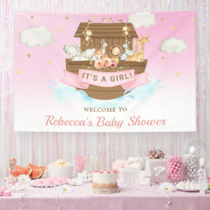 Banderoles Baby shower d'arche rose Noah Anniversaire