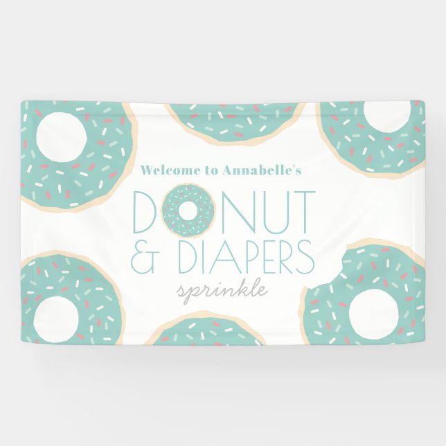 Banderoles Baby shower d'arrosage de la Donut verte et des pl (Horizontal)