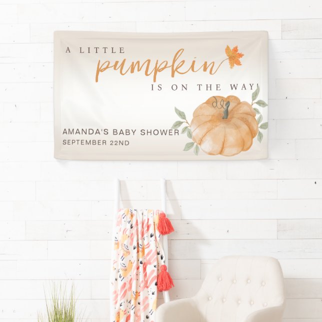 Banderoles Baby shower d'automne d'Orange Little Citrouille (En situation)