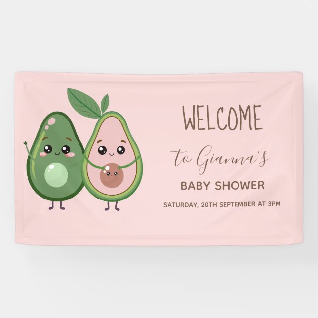 Banderoles Baby shower d'Avocado rose Saint-Guacamole (Horizontal)