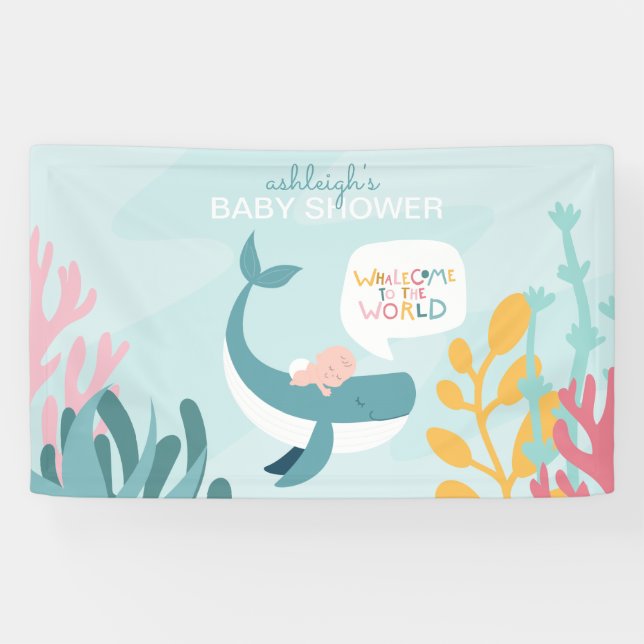 Banderoles Baby shower de baleines mignonnes (Horizontal)