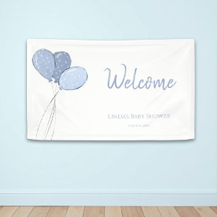 Banderoles Baby shower de ballons bleu minimaliste Bienvenue